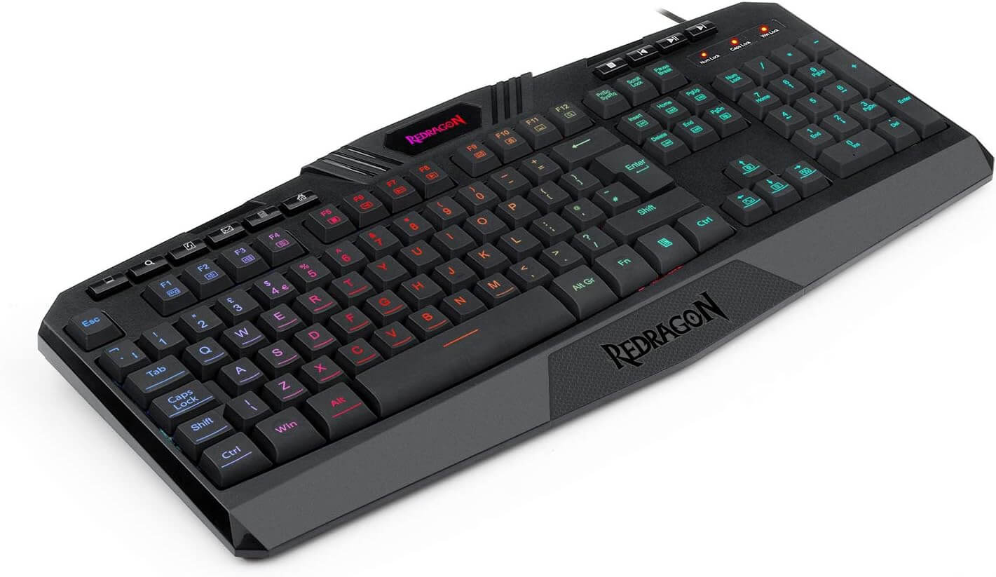 Redragon K503-A Harpe Pro Gaming Keyboard, RGB LED Backlit Wired, Multimedia Keys, Silent Membrane Keyboard with Wrist Rest for Windows PC Games Redragon K503-A Harpe Pro Gaming Keyboard, RGB LED Backlit Wired, Multimedia Keys, Silent Membrane Keyboard with Wrist Rest for Windows PC Games